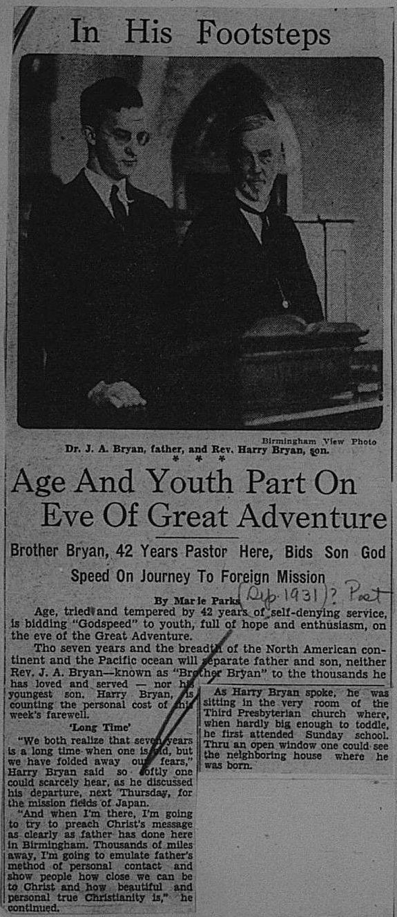 In His Footsteps: Age and Youth Part On Eve of Great Adventure (This from later in 19310824)